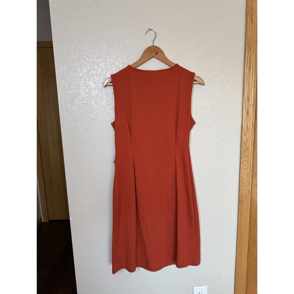 Cynthia Rowley Burnt Orange Faux Wrap Dress Small Fall Textured Knit Sleeveless - Picture 5 of 5